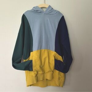 Boys Colorblock Cotton Hoodie by Hanna Andersson Size 10 Blue Yellow Green